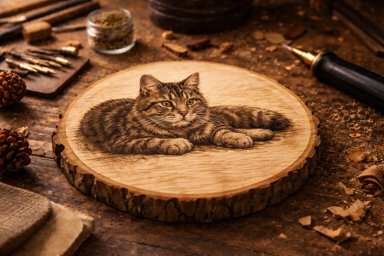 Kat op hout