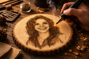 Portret op hout